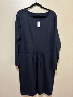 Talbots Ponte Knit Sheath Navy Long-Sleeve Dress size xl nwt